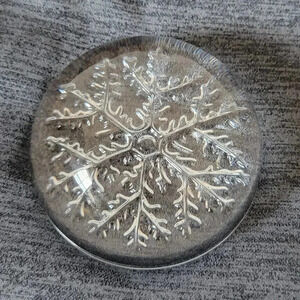 Snowflake Paperweight Vintage Lead Crystal Made in France 3 1/2" Heavy